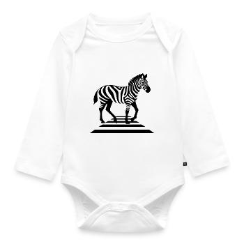Zebra auf Zebrastreifen - Baby Bio-Langarm-Body - Weiß - Vorne