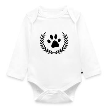 Wreath Paw - Organic Longsleeve Baby Bodysuit - white - Front