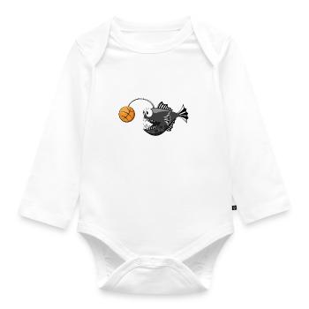 Frogfish Basketball Black White Striped - Organic Longsleeve Baby Bodysuit - white - Front