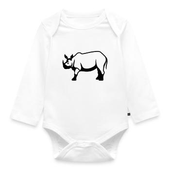 Rhinoceros - Organic Longsleeve Baby Bodysuit - white - Front