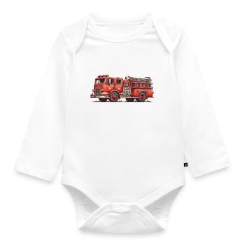 Fire Truck | The fire truck - Organic Longsleeve Baby Bodysuit - white - Front