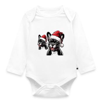 French Bulldog Santa Claus Gifts - Organic Longsleeve Baby Bodysuit - white - Front