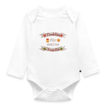 Dankbar für meine Familie - Weihnachten - Baby Bio-Langarm-Body - Weiß - Vorne