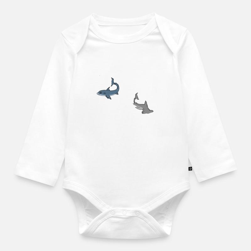 les requins - Body Bébé bio manches longues - blanc