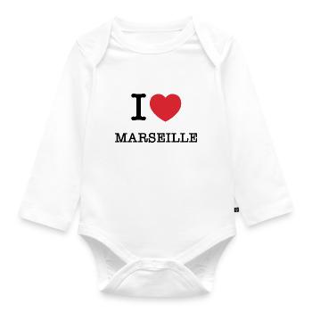 I Love Marseille | Marseille | I Heart Marseille - Organic Longsleeve Baby Bodysuit - white - Front
