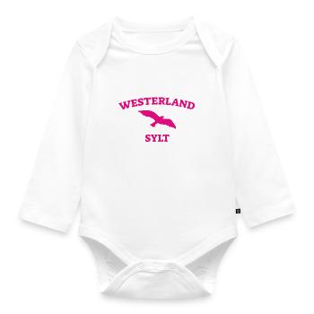 Westerland - Sylt - North Sea - Anchor - Seagull - Island - Organic Longsleeve Baby Bodysuit - white - Front