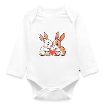 Lapin Couple Amour Pâques Dans L’amour - Body Bébé bio manches longues - blanc - Devant