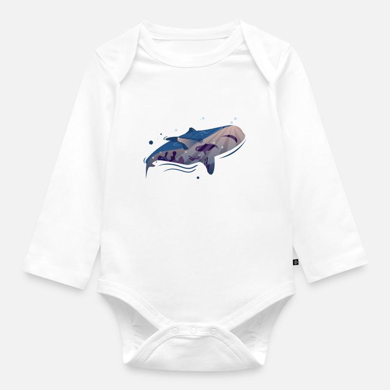 Wal Blauwal - Baby Bio-Langarm-Body - Weiß