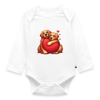 Labrador Retrievers s’étreignant - Body Bébé bio manches longues - blanc - Devant