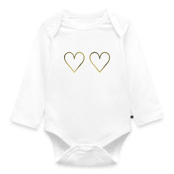 Goldene Herzen gold Geschenkidee Liebe Ehe Ehering - Baby Bio-Langarm-Body - Weiß - Vorne