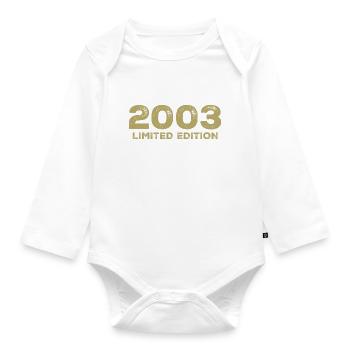 Geburtstagsgeschenk Jahrgang 2003 Jahrgang 2003 - Baby Bio-Langarm-Body - Weiß - Vorne