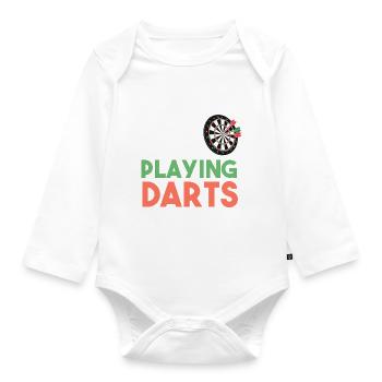 I Can't Hear You I'm Playing Darts - Baby Bio-Langarm-Body - Weiß - Vorne