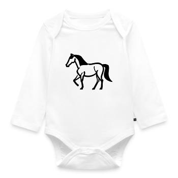 Pferd - Baby Bio-Langarm-Body - Weiß - Vorne