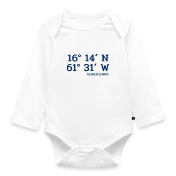 Guadeloupe Coordinates - Coordinates - Caribbean - Organic Longsleeve Baby Bodysuit - white - Front