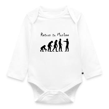 Return to Monkey Evolution Design - Organic Longsleeve Baby Bodysuit - white - Front
