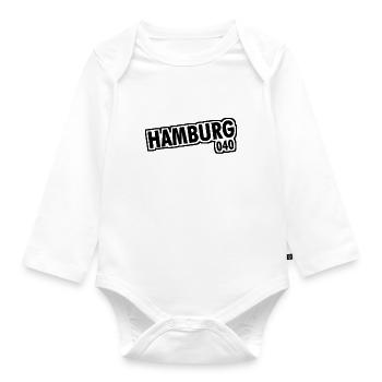 Hamburg - 040 - Hansestadt - Alster - Elbe - Baby Bio-Langarm-Body - Weiß - Vorne