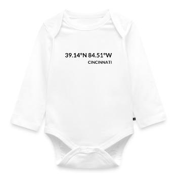 Cincinnati, Ohio, USA Coordinates - Organic Longsleeve Baby Bodysuit - white - Front