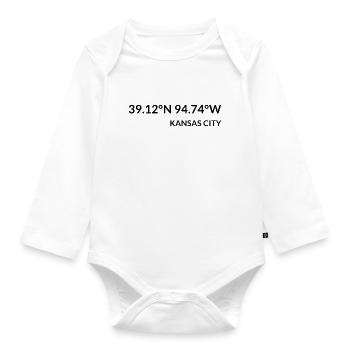 Kansas City Kansas USA Koordinaten - Baby Bio-Langarm-Body - Weiß - Vorne