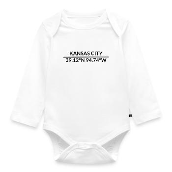 Kansas City Kansas USA Koordinaten - Baby Bio-Langarm-Body - Weiß - Vorne