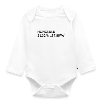 Honolulu Hawaii USA Koordinaten - Baby Bio-Langarm-Body - Weiß - Vorne