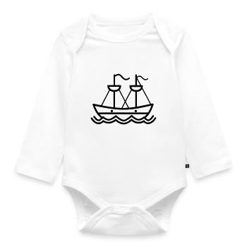 Pirate ship - Organic Longsleeve Baby Bodysuit - white - Front