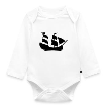 Pirate ship - Organic Longsleeve Baby Bodysuit - white - Front