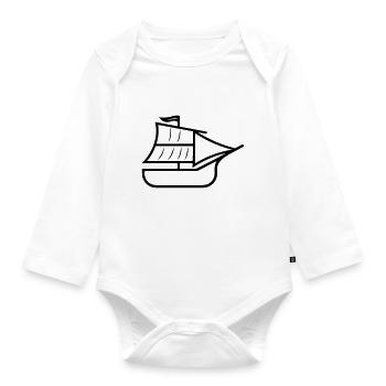 Pirate ship - Organic Longsleeve Baby Bodysuit - white - Front