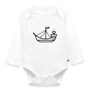 Pirate ship - Organic Longsleeve Baby Bodysuit - white - Front