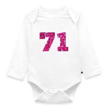 71 Pink Glitter - 71. Geburtstag - Baby Bio-Langarm-Body - Weiß - Vorne