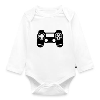 Videospiel-Controller - Baby Bio-Langarm-Body - Weiß - Vorne