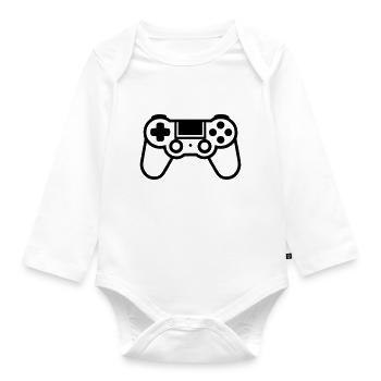 Videospiel-Controller - Baby Bio-Langarm-Body - Weiß - Vorne