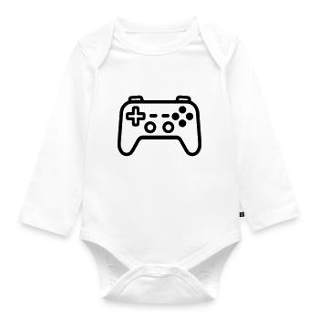 Videospiel-Controller - Baby Bio-Langarm-Body - Weiß - Vorne
