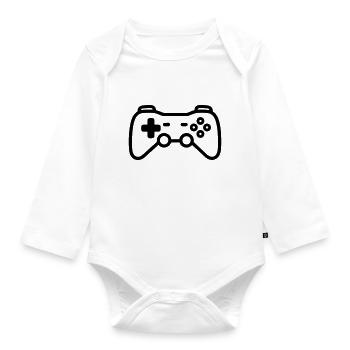 Videospiel-Controller - Baby Bio-Langarm-Body - Weiß - Vorne