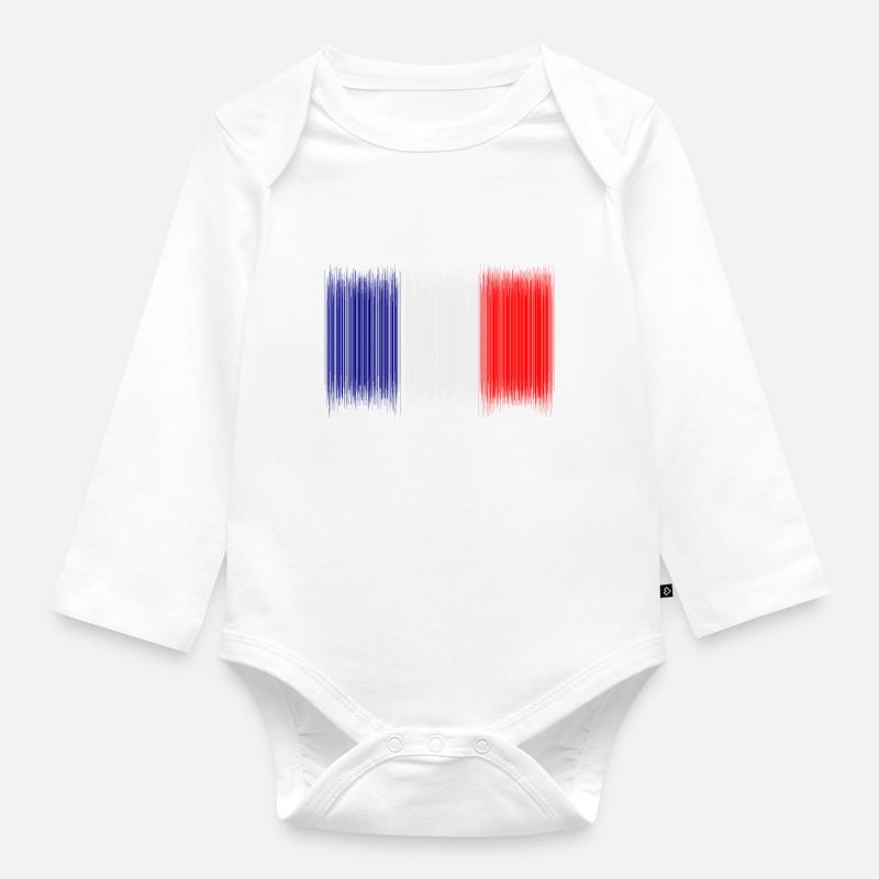 Drapeau français - nouveau design - Body Bébé bio manches longues - blanc