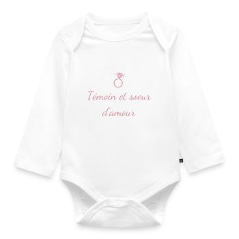 Témoin et soeur d'amour - Body Bébé bio manches longues - blanc - Devant
