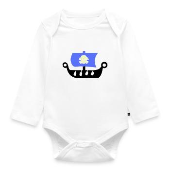 pirate ship - Organic Longsleeve Baby Bodysuit - white - Front