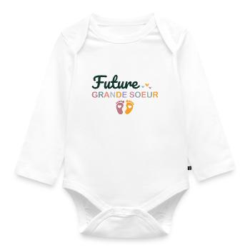 Enfant Enfant Future Grande Soeur - Body Bébé bio manches longues - blanc - Devant