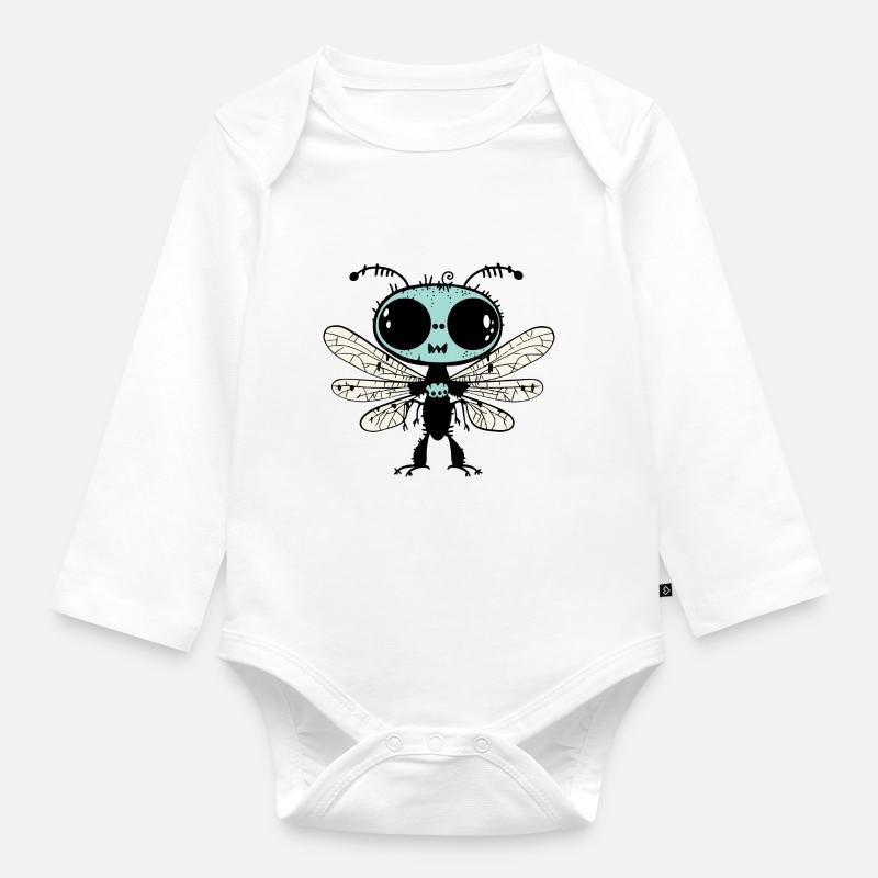 Libelle Halloween Comic Lustig - Baby Bio-Langarm-Body - Weiß