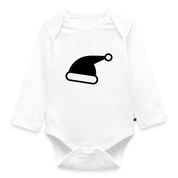 Christmas hat - Organic Longsleeve Baby Bodysuit - white - Front