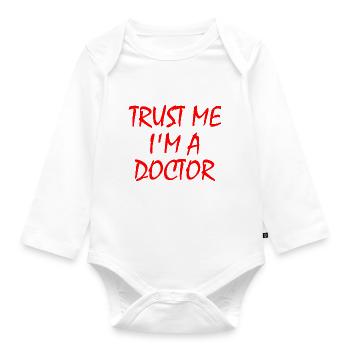 trust me im a doctor - Body Bébé bio manches longues - blanc - Devant