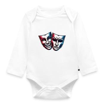 Theatre Masks Theatre Cheerful Sad - Organic Longsleeve Baby Bodysuit - white - Front