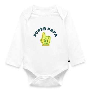 Super-Papa - Baby Bio-Langarm-Body - Weiß - Vorne