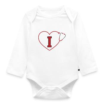 Letter i stethoscope - Organic Longsleeve Baby Bodysuit - white - Front