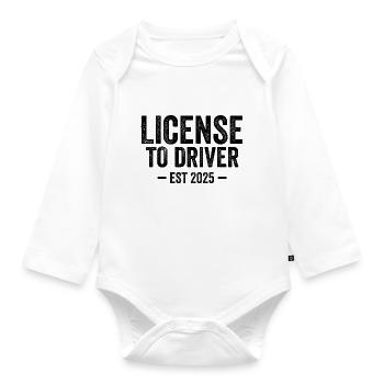New Driver 2025 Teen Boys Male Driver License - Organic Longsleeve Baby Bodysuit - white - Front