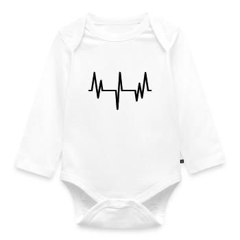 Pulse, heartbeat - Organic Longsleeve Baby Bodysuit - white - Front