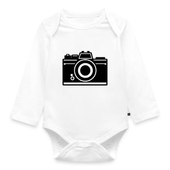 Camera - Organic Longsleeve Baby Bodysuit - white - Front