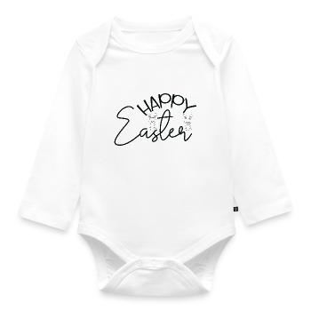 Happy Easter 🐰🌸 - Baby Bio-Langarm-Body - Weiß - Vorne