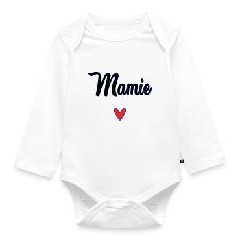 MAMIE. FÊTE DES MÈRES. BONNE FÊTE MAMIE. JE T'AIME - Body Bébé bio manches longues - blanc - Devant