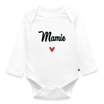 MAMIE. FÊTE DES MÈRES. BONNE FÊTE MAMIE. JE T'AIME - Body Bébé bio manches longues - blanc - Devant