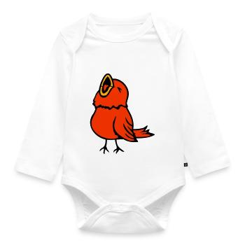 Budgie, songbird, sparrow, bird, chirp, cute - Organic Longsleeve Baby Bodysuit - white - Front